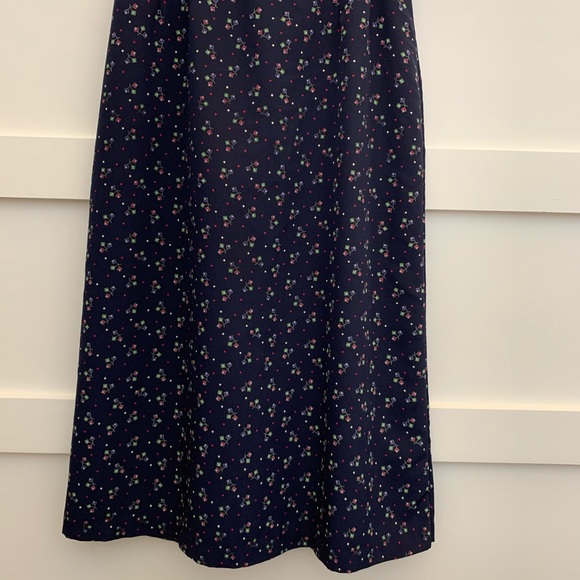 Vintage Navy Blue Art Deco Geometric Print High Waist Maxi Mod Anthro Skirt 14 - Picture 4 of 7